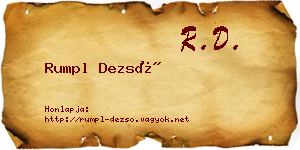 Rumpl Dezső névjegykártya